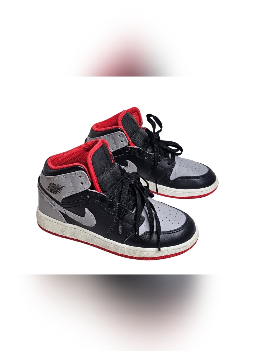 Nike Air Jordan 1 Mid Bred Shadow GS Black Grey Red DQ8423-006 Youth Sz 4Y Shoes